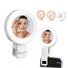 Phone Light Selfie Light with Mirror, Adjusted 3 Lighting Modes, 2 Clip-On
