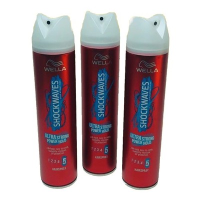 Wella Shockwaves Ultra Strong Power Hold Hairspray 250ml (3 Pack) Made in France