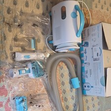 Uproot Clean Pet Grooming Vacuum Kit with Attachments, Hose, White/Blue