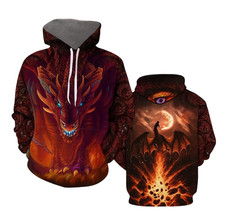 Fantasy Dragon 3D Hoodie, Mythical Creature Graphic Pullover Sweatshirt