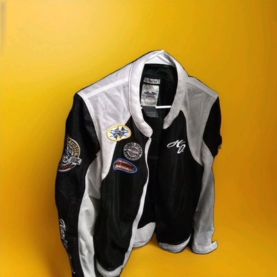 Harley Davidson Riding Jacket Black & White Mesh ZipUp Hoodie
