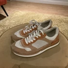 Ladies, Clarks White/Orange Trainers, Size 3F Eur 35.5