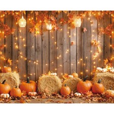 10x8 FT Fall Backdrop Autumn Maple Leaves Pumpkins Photo Background Prop New
