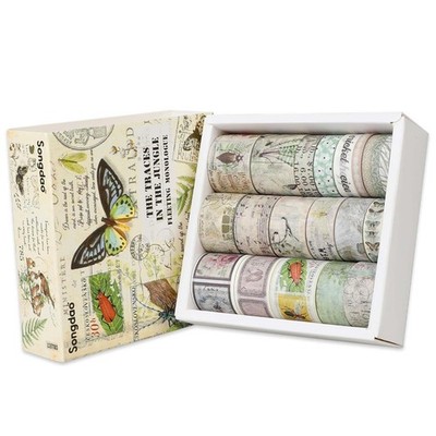 3X(Vintage Washi Tapes Set, 20 Rollen Bastelband Floral Schmetterling Botanical5346