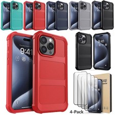 For iPhone 15 Pro Max Cell Phone Case Hybrid Double Layer Cover Screen Protector