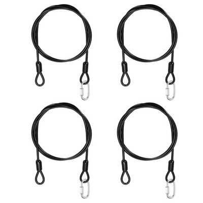 4Set 5/32'' Dia 39.4ft Security Steel Cable with Loops Black + Quick Links