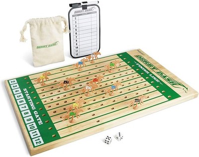 GoSports Derby Dash horse race game, tabletop, 2 dice, dry-erase scoreboard.