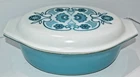 Vintage Pyrex 045 Blue Horizon Oval Covered Casserole Dish & Lid 2-1/2 Qt