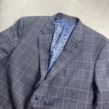 Oak Hill Mens Blue Plaid Blazer Sport Coat 3XLT 54L 56L Big  Tall Glen Check
