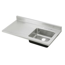 Elkay S4819R3 Lustertone Stainless Steel 48" Single Bowl Sink Top w/ Drainboard