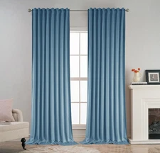 52" x 84" Sky Blue Back Tab Curtains, 2-Panel Set Rod Pocket & Pinch Pleat De...