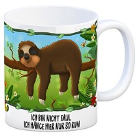 Kaffeebecher Mit Faultier Auf Baum Motiv Und Spruch: Ich Bin Nicht Faul Ich