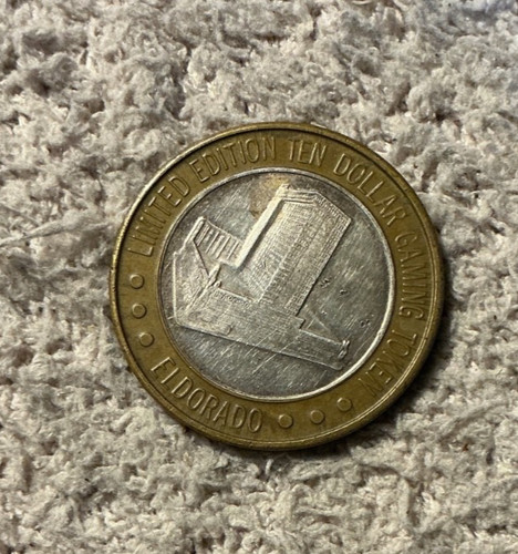 $10 Eldorado Hotel & Casino Gaming Token W/Fine Silver Center-Reno, Nevada 