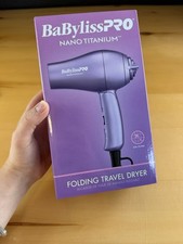 Babyliss Pro Nano Titanium Purple Hair Dryer Foldable Handle 2 Speed/Heat, New