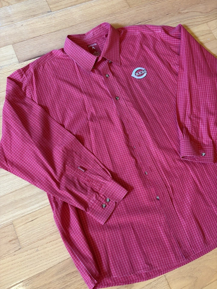 Cincinnati Reds Antigua Mens Embroidered LOGO-LS Dress Shirt Sz 2XL MLB - Image 2 of 4