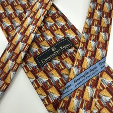 Ermenegildo Zegna Tie Necktie 100 Silk Made In Italy Geometric Print