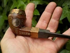 1899 Boer War Irish CONNAUGHT RANGERS Hand Carved Trench Art Wood Smoking Pipe