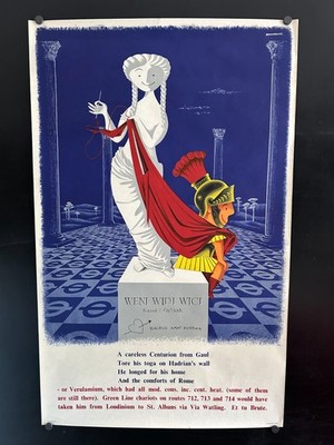 original 1956 London Transport Verulamium Weni-Wedi-Wici Travel Poster 25x40 WOW