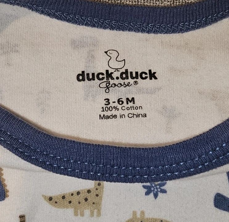 Body Pato Ganso Bebé Niño Blanco Manga Larga con Dinosaurios Excelente Foto 3 de 4