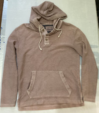 American Eagle Womens Dusty Pink Distressed Hoodie With Buttons XS Front Pocket