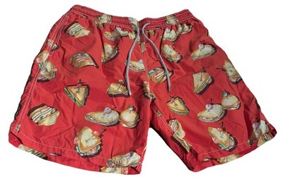 Vilebrequin Classic Red Sandwich Print Swim Shorts Size: XXL