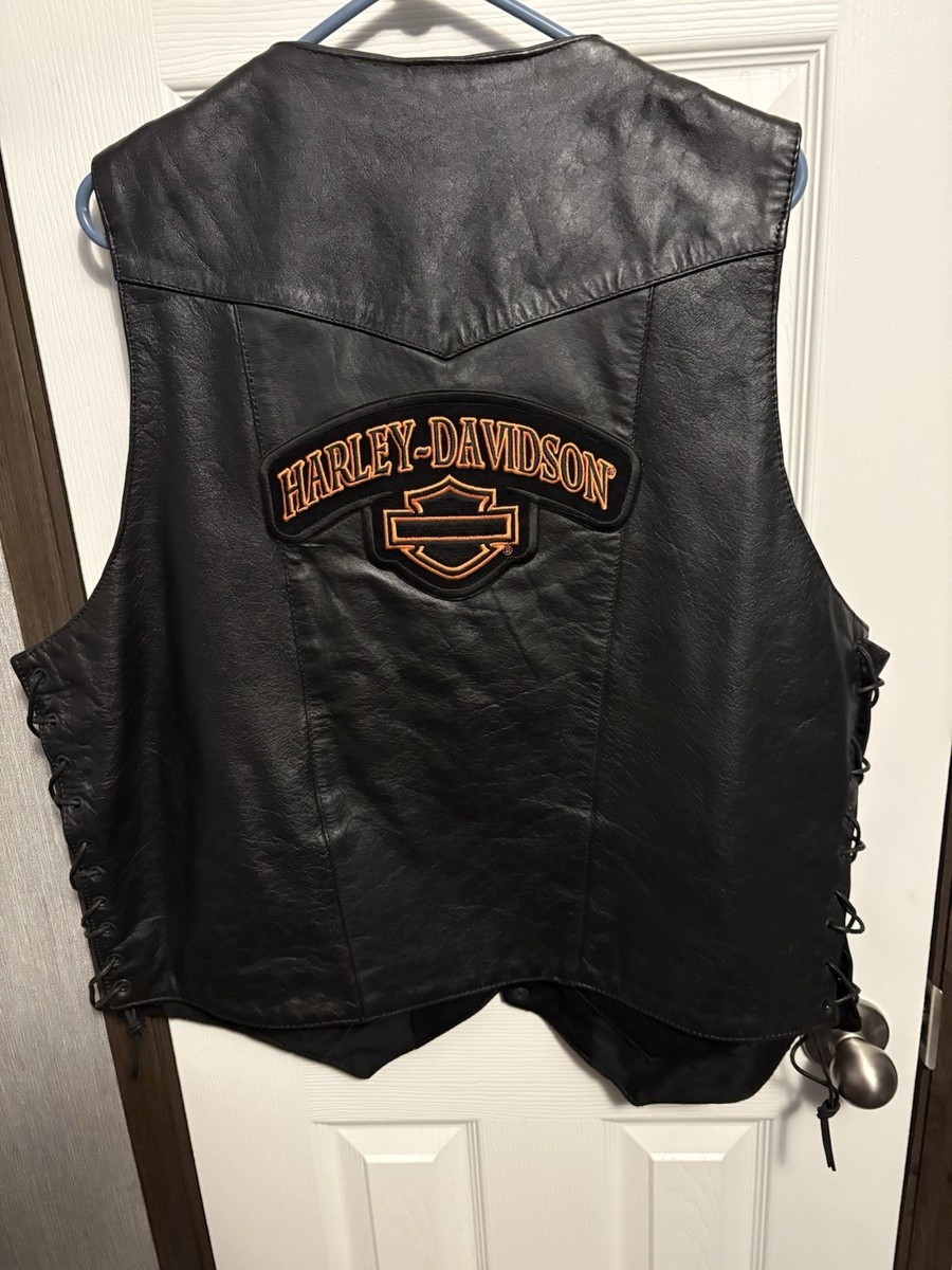 HARLEY DAVIDSON VEST XL LEATHER Black | eBay