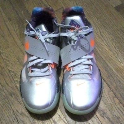 Nike KD 4 Galaxy 2012 Silver Orange Men's Basketball Sneakers Synthetic Low Top