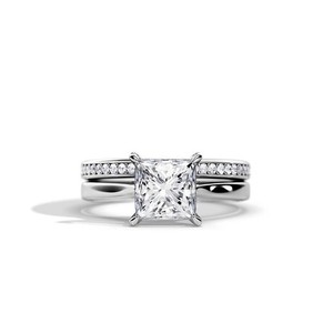 Diamond Ring Set IGI GIA Certified Princess Cut 2.20 Ct Lab Created 950 Platinum