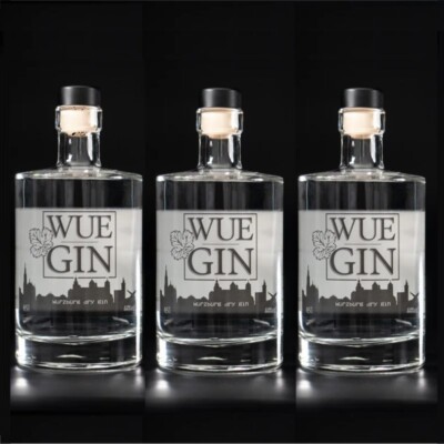 Wue Gin 3x 0,5L 44% vol. Würzburger Dry Gin handcrafted