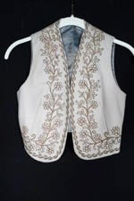 RARE 1970'S HAND STITCHED ETHNIC WOOL METALLIC EMBROIDERED UNISEX VEST 5-6 YRS