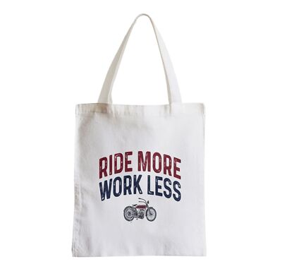 Stofftasche Ride More Work Less Big Bike Cafe Race Biker