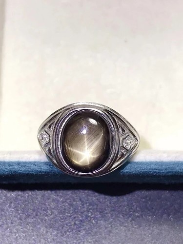 Star Sapphire, Men's Star Sapphire Ring, Star Light Sapphire Ring 9x11 4CT