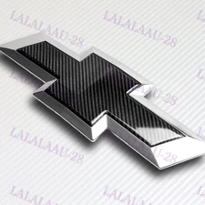 For 14-15 Chevy Silverado Front Grill & Tailgate Bowtie Emblem Real Carbon Fiber