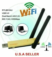 NEW 150/300/600/1200 Mbps  2.4/5Ghz USB WiFi Network Adapter Antenna 802.11 LOT
