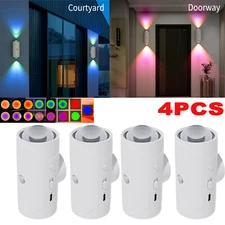 4PCS 7 Color LED Wall Lights Motion Sensor Light USB Rechargeable Night Light US