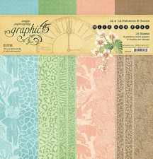RETIRED Graphic45 WILD & FREE Pattern/Solid 12x12 PAPER PAD scrapbook 16 Sheets