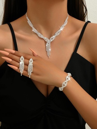 Collares Set Aretes Para Mujer Joyeria Pendientes Colgantes de Mujer Plata S925