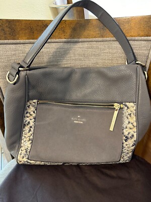 Kate Spade satchel gray, snake print, leather, excellent condition, w/dust  bag