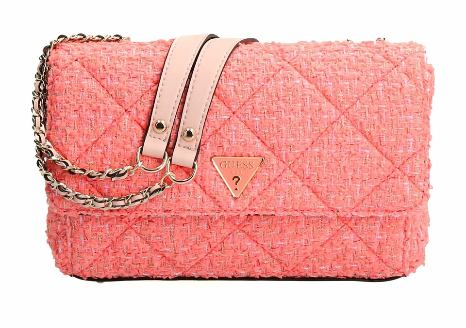 GUESS Cessily Convertible Flap Umhängetasche Tasche Coral koralle