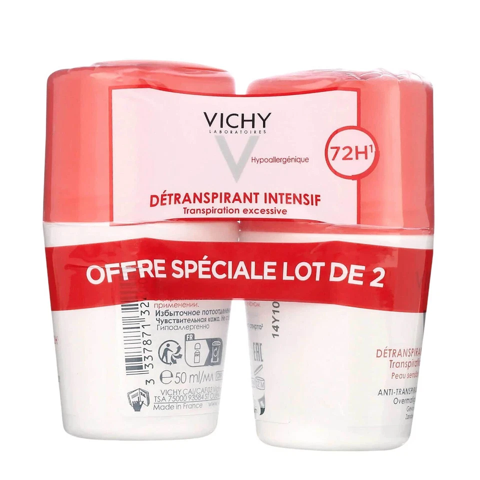 PACK 2/4/6 Vichy Desodorante Antitranspirante Resistente al Estrés Roll-On 72h (2x 50ml) Foto 2 de 4