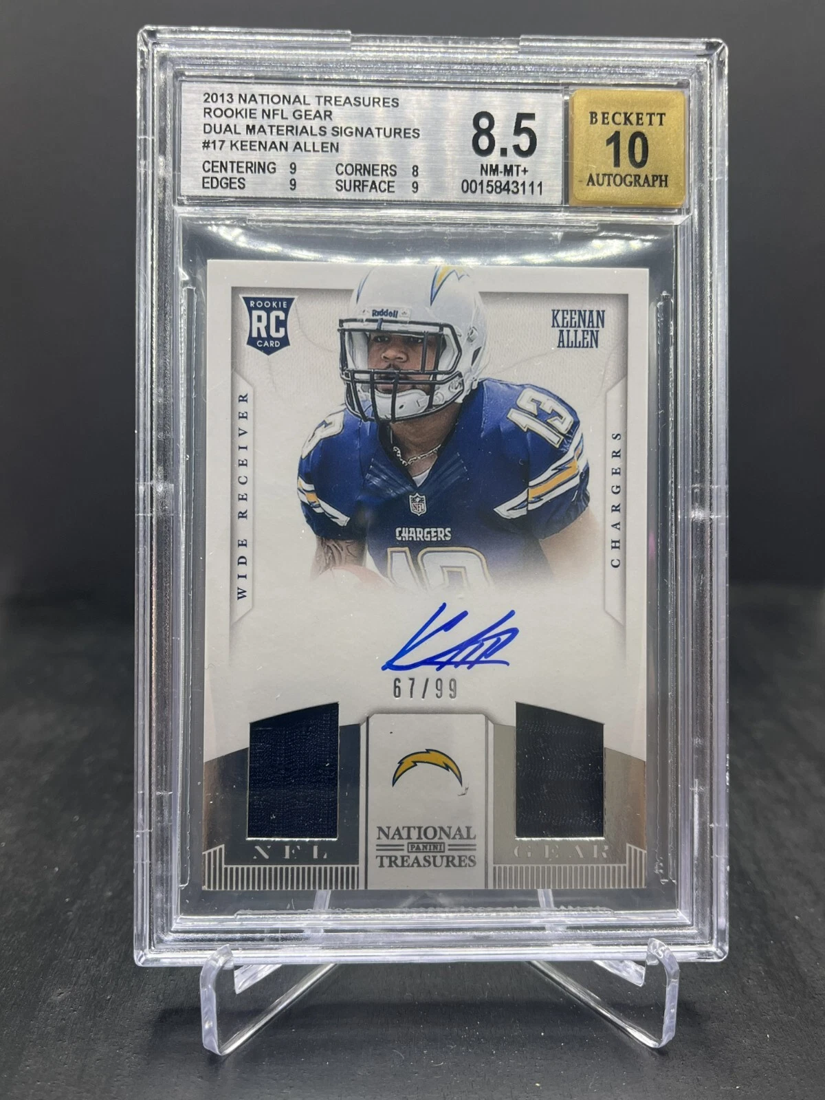 Keenan Allen Panini National Treasures Rookie NFL Gear Dual Materials Signatures #17 Base