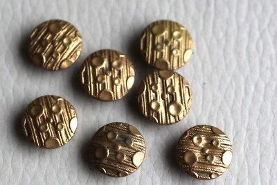 lot 7 boutons avec anneau 16 mm - vintage - couture - doré - vintage - TBE - Photo 1/2
