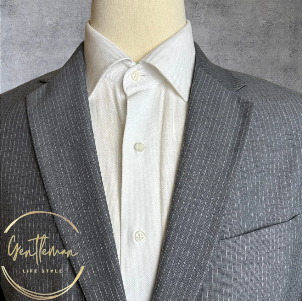 MERONA мужской Blazer Sport пальто две пуговицы куртка 42R серый в полоску костюм куртка - Изображение 3 из 4