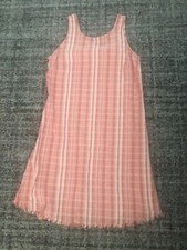 Universal Thread Size S Shift Dress Raw Fringe Hem Side Buttons V Back