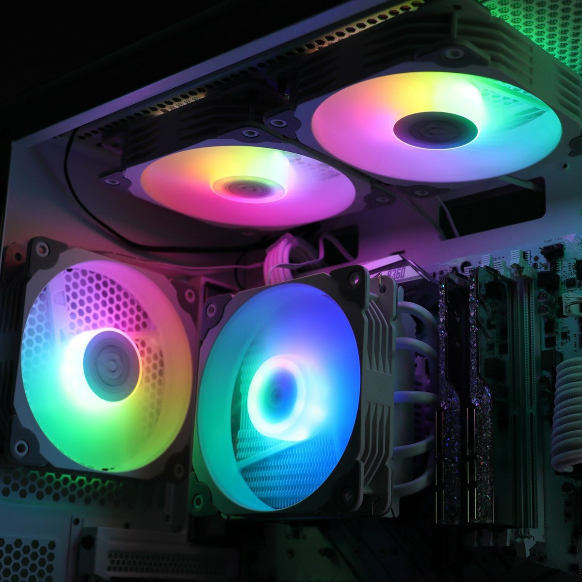 White Cpu Cooler Vetroo ARGB120 White 3-Pack - 120mm ARGB LED PC Case ...