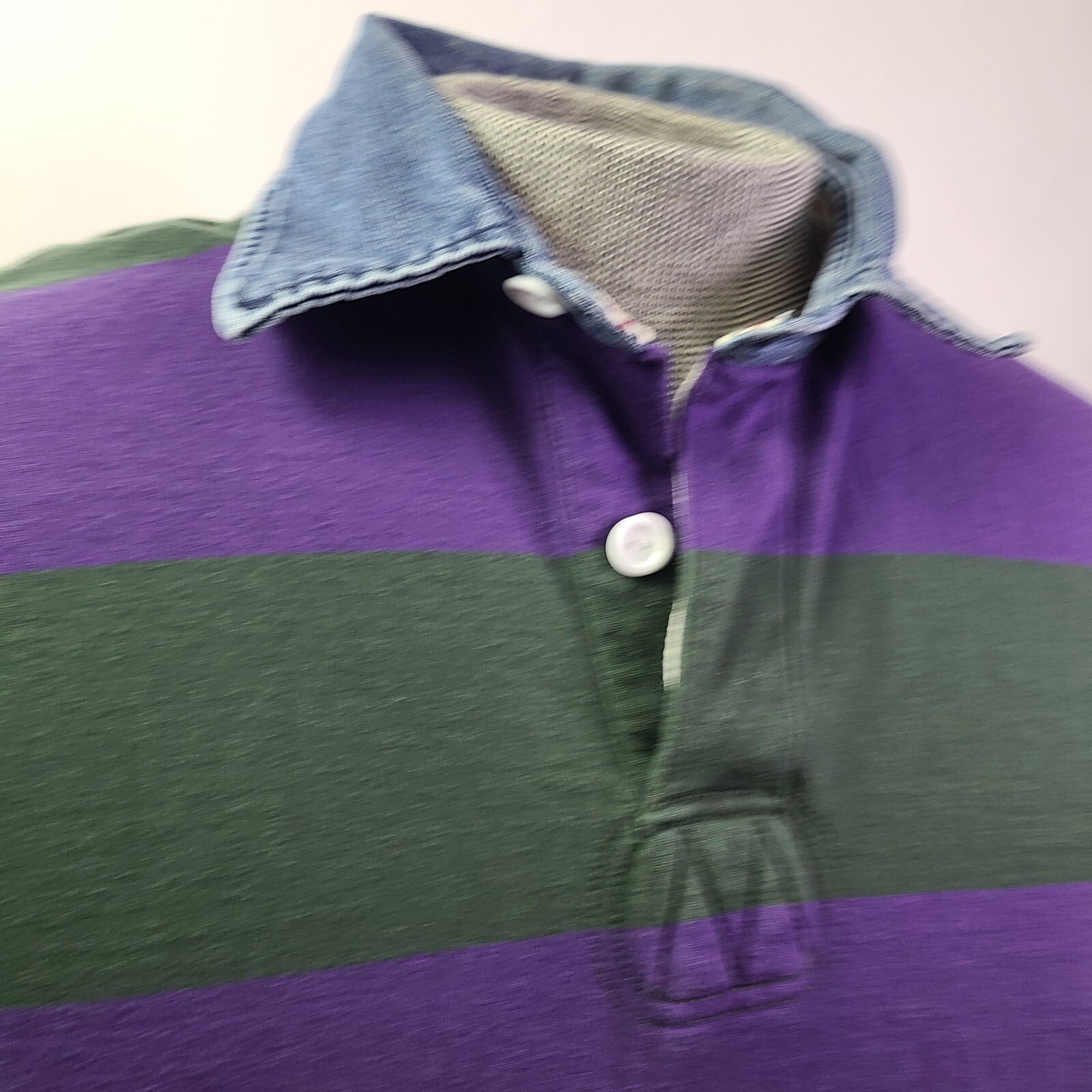 Vintage Orvis Rugby Shirt 90s Striped Mens Size Medium M Polo Green