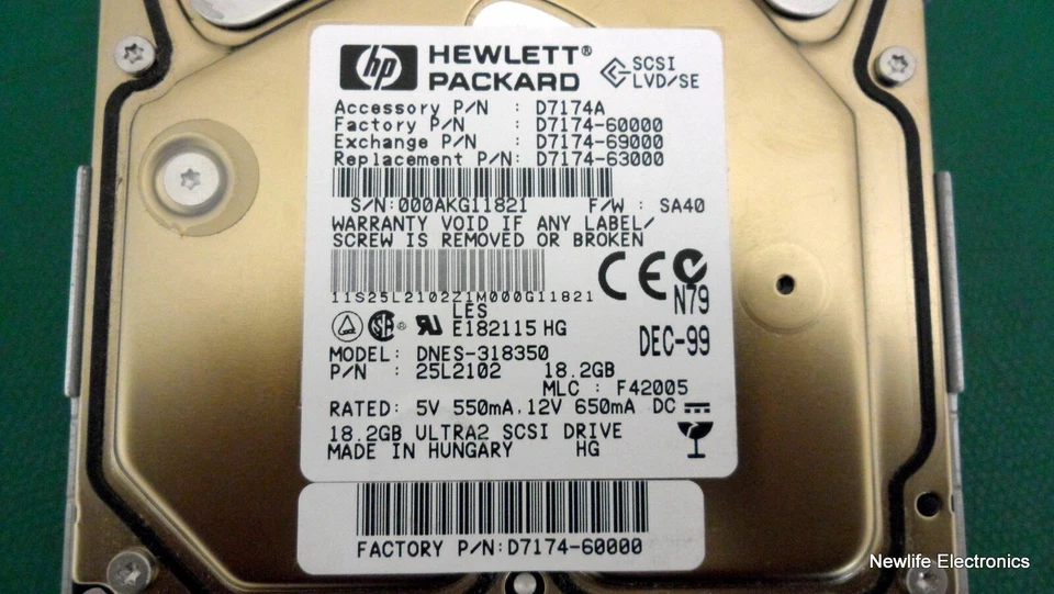 HP D7174-69000 18GB 7,200 RPM 3.5 in. Ultra2 SCSI HDD D7174-60000 D7174A - Image 4 of 4