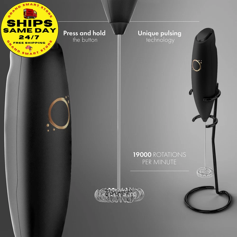 Milk Frother Matte Black - Coffee Frother Handh - High Quality Kitchen Essential