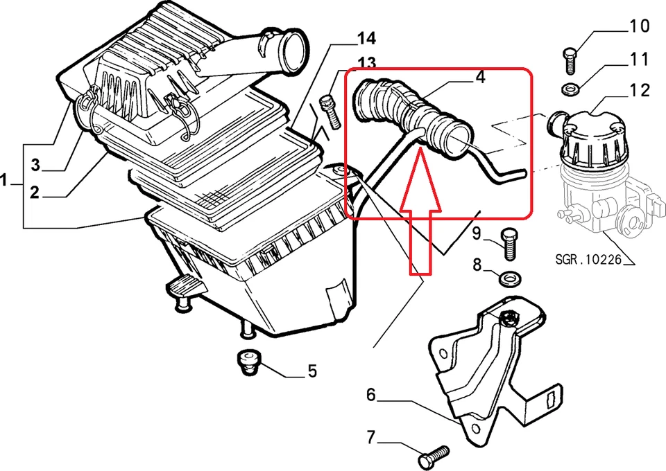 Ansaugschlauch für FIAT Palio I Siena Strada Pickup 1.2 46817555 - 46767849 - Bild 3 von 3