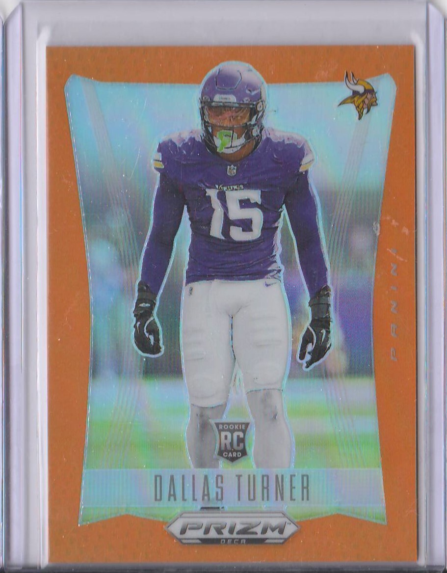 2024 PANINI PRIZM DECA FOOTBALL DALLAS TURNER ORANGE ROOKIE #21/49 VIKINGS 205